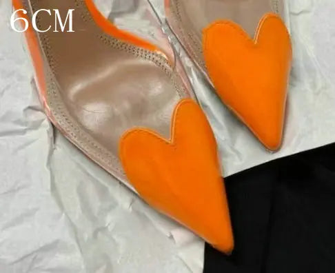 2026 Spring Summer New Fairy Wind Pointy High Heels Female Love Shaped Transparent Sandals Sexy Party Pumps