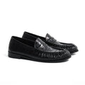 Loafers for men's eel skin pleated design a top layer cowhide slip in formal dress shoe suitable for casual work and commuting