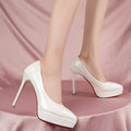 Women Pumps Brand 10CM 12CM Thin High Heels Black PU Slip On Pointed Toe Dress Office Career Party Wedding Waterproof Lady shoes