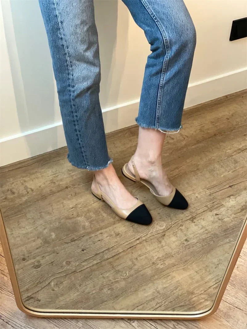 Meotina Low Heels Real Leather Slingbacks Shoes Women Square Toe Pumps Thick Heel Shoes Brand Design Lady Footwear 2023 Size 40