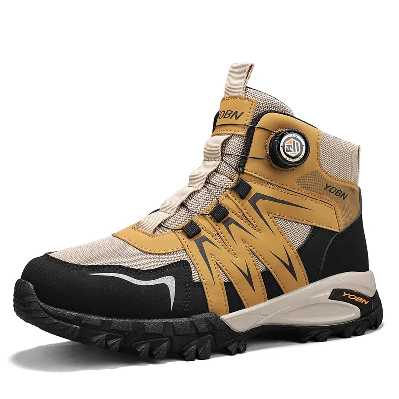 Green Men's Motorcycle Boots Rotary Buckle Men Ankle Boots Non-slip Platform Outdoor Boots For Man Biker Boots botas de hombre