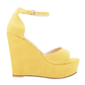 Women Sandals 14cm Sexy Peep Toe Ankle Strap Platform Wedge High Heels Sandal Party Red Wedding Dress Ladies Shoes Large Size