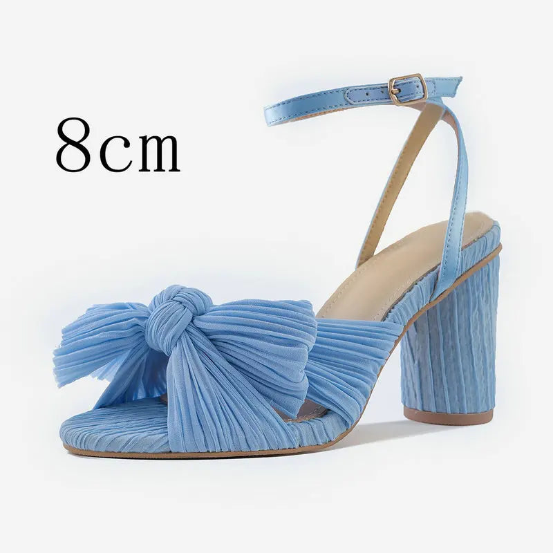 2026 Fashion Women Sandals with Thick Bow Fairy Silk Sandals Retro Fairy Shoes Lady Zapatos Super-high Heel