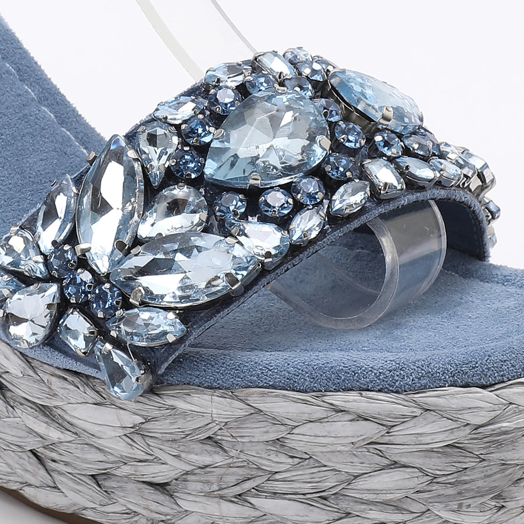 Trendin Mode Women's Velvet High Wedge Sandals 10cm Heel