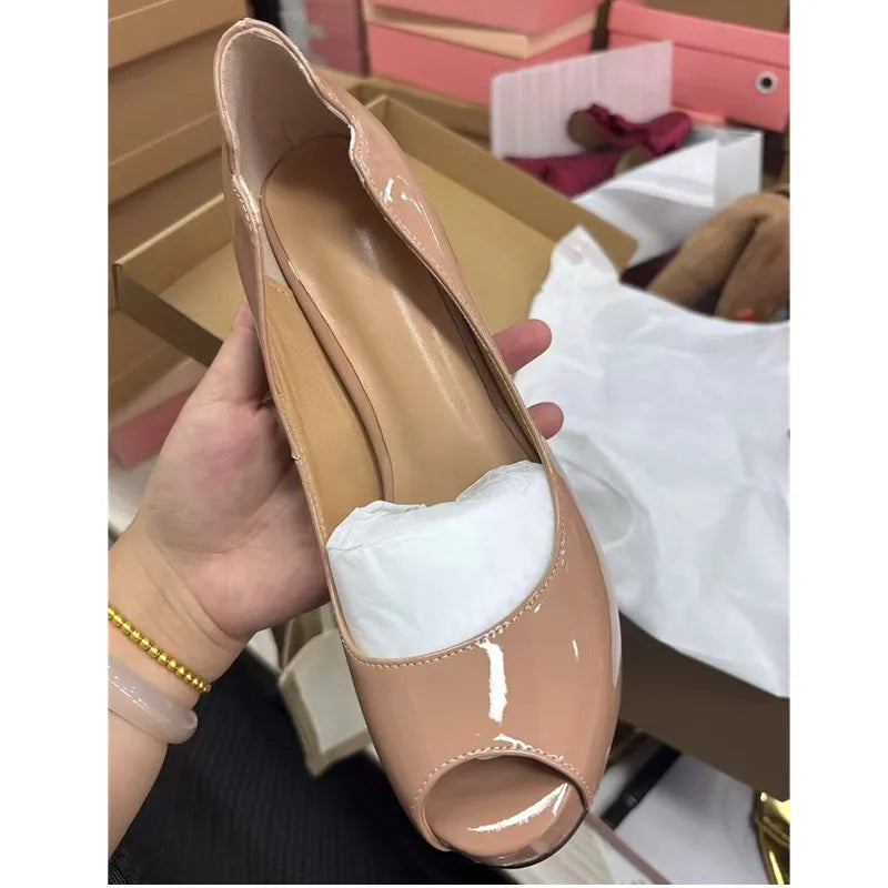 Women Spring Peep Toe High Heels Shoes for Woman's Shallow Pointed Toe Solid Color Platform Pumps Sexy Ladies Party Wedding Shoe