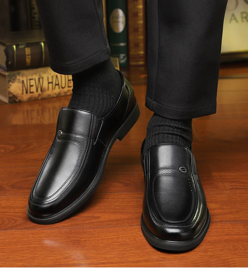 Cow Leather Men's Business Casual Shoes 2026 Spring Autumn Non Slip Dress Shoes Male Fashion Designer Loafers for Man