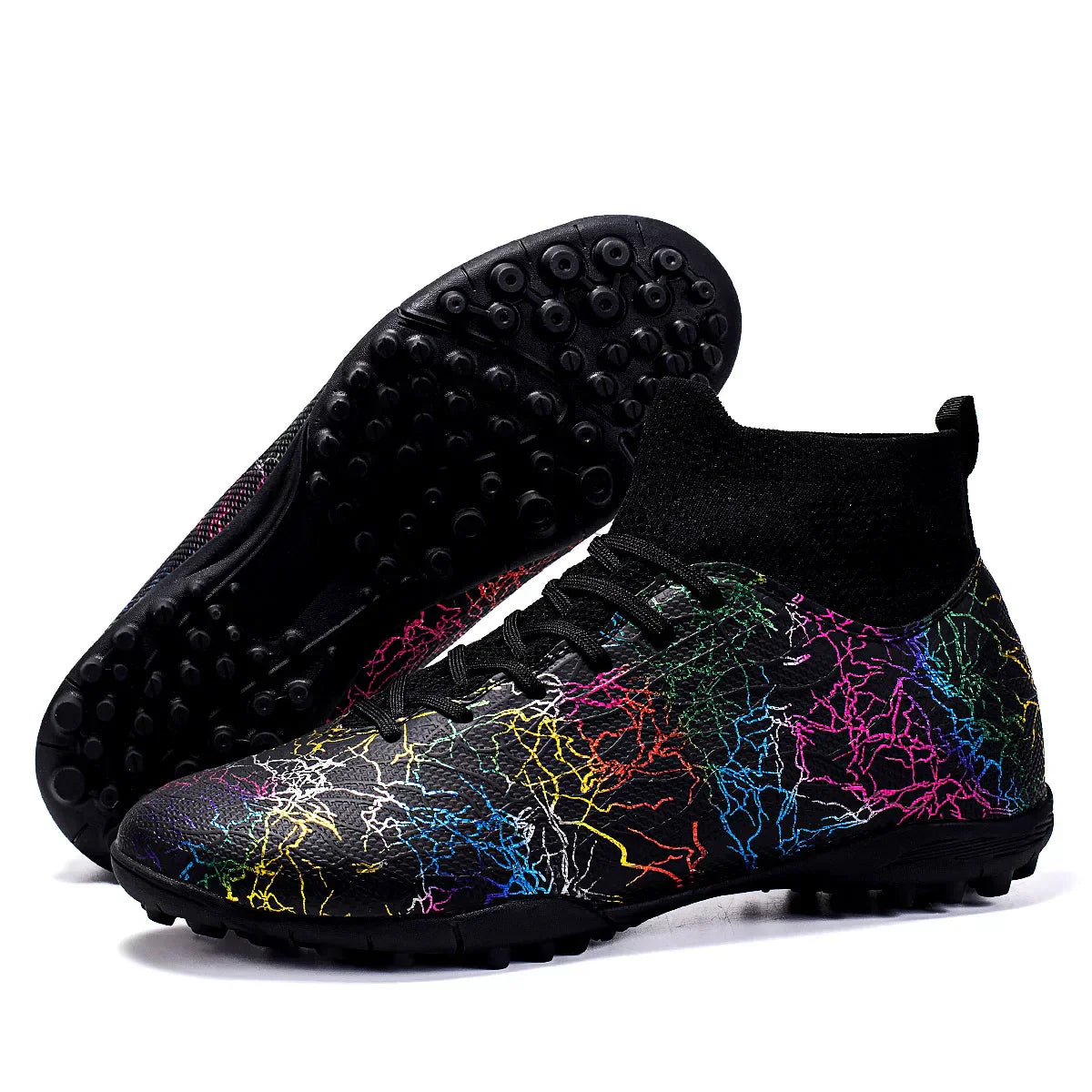 Professional High-Top Soccer Shoes for Men, Tf, Broken Nails (Referring to Cleats), Short Nails (Referring to Studs), Artificial Turf Training, Breathable, Anti-Slip