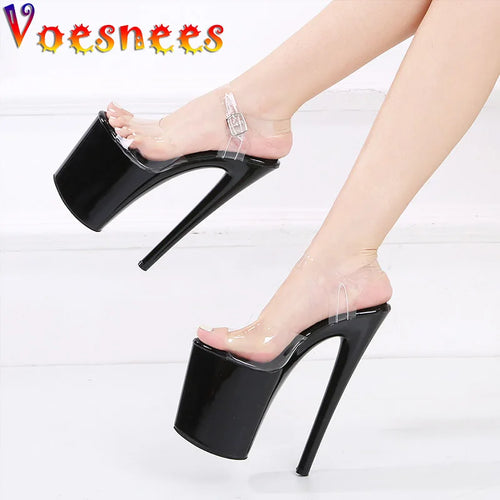 2025 New Fashion Heels Extreme Platform High 20CM Pole Dance Shoes Model Sexy Walk Show Transparent High-heeled Sandals Women