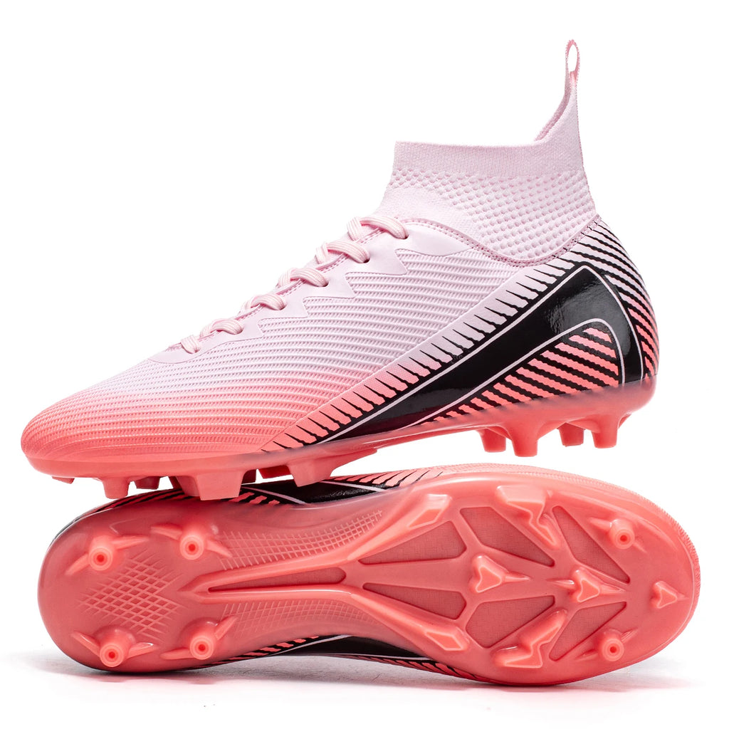 Full Protection AG FG Football Boots Woven PU Fabric TPU Wear Resistant Sole Stable Grip for Junior Football Players