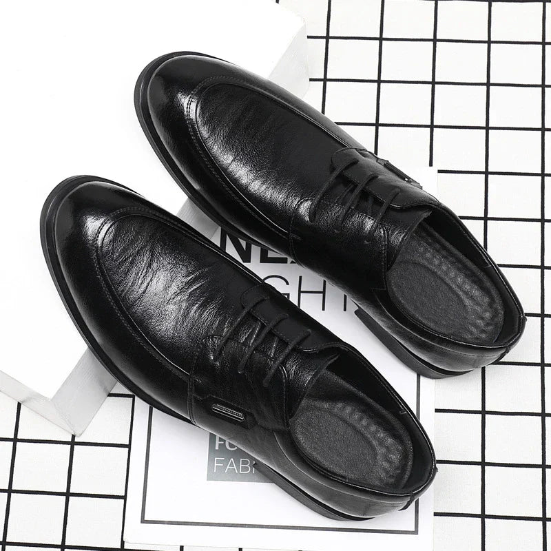Brown Leather Dress Shoes British Style Lace Up Formal Business Footwear Groom Wedding Shoes Low Top Comfortable Office Shoes