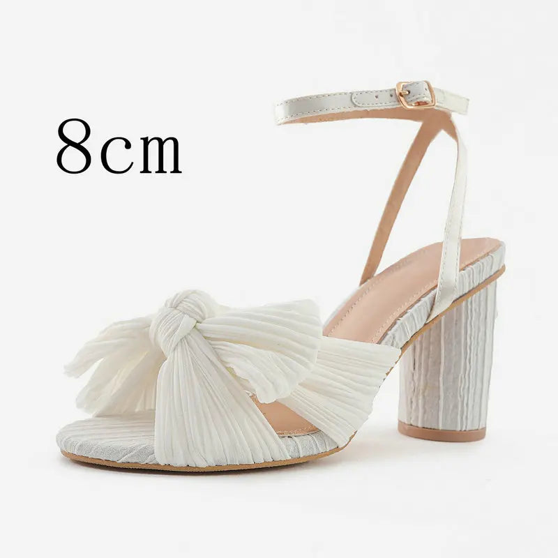 2026 Fashion Women Sandals with Thick Bow Fairy Silk Sandals Retro Fairy Shoes Lady Zapatos Super-high Heel