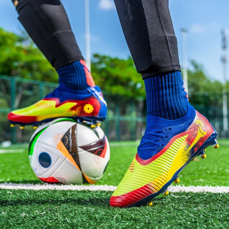 New Men Football Boots Outdoor Sport Boys Long Spikes Non Slip Breathable Match Training Cleats Soccer Shoes Adult Comfortable
