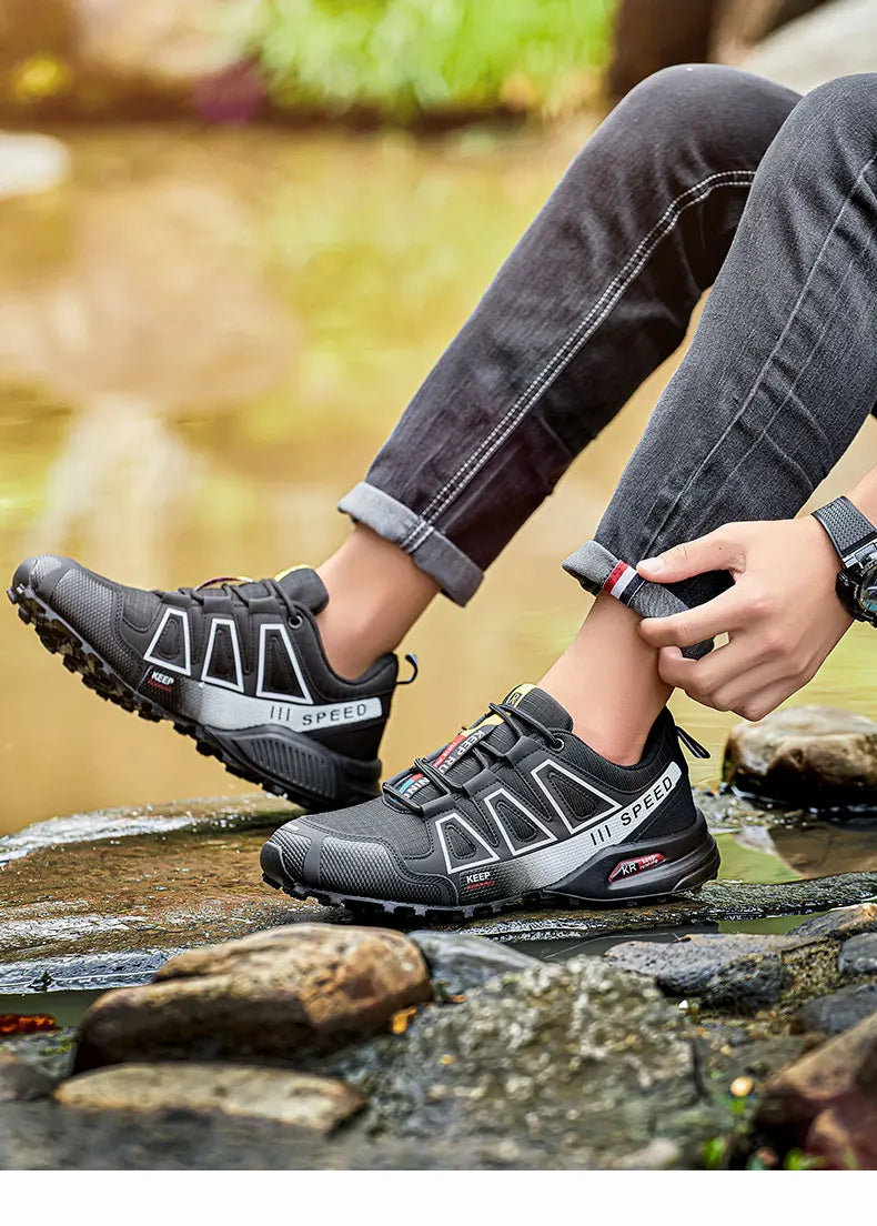 Men‘s Waterproof Hiking Shoes Outdoor Trainers Lace-up Climbing Shoes Women Trekking Sneakers Anti-slip Hunting Tactical Sneaker