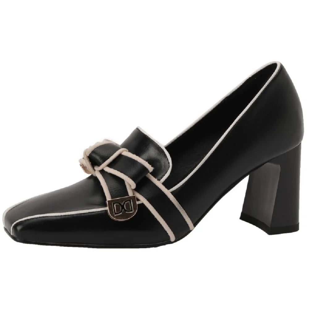 Dilalula 2025 French Style Genuine Leather Sandals Women Covered Toe Butterfly Knot Party Dating Sandals Office Ladies Pumps