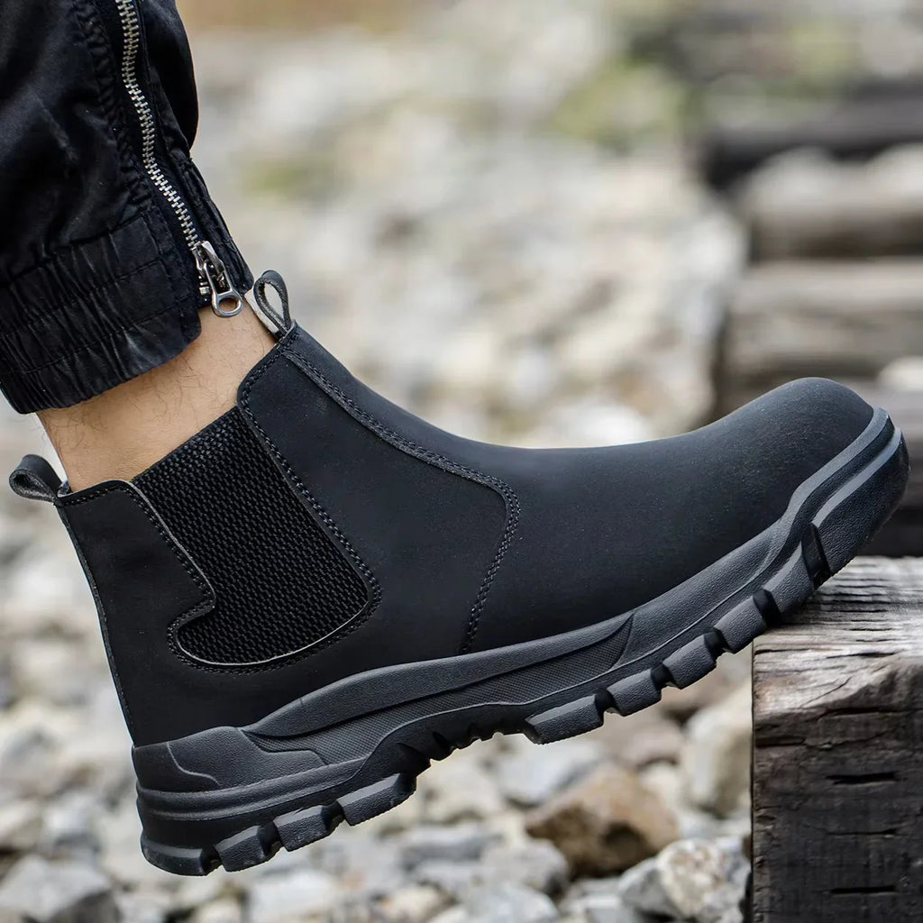 Waterproof Men's Safety Work Boots Steel Toe Shoes Anti Impact And Anti-Puncture Protective Boots Indestructible Roofing Shoes