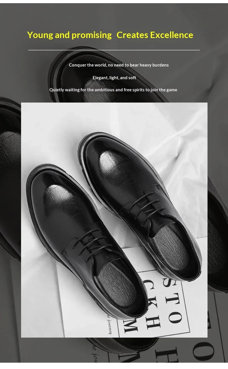 8-10cm Height Increasing Shoes for Men Platform Breathable Lift Casual Inside High Shoes Business Dress Elevator Leather Shoes