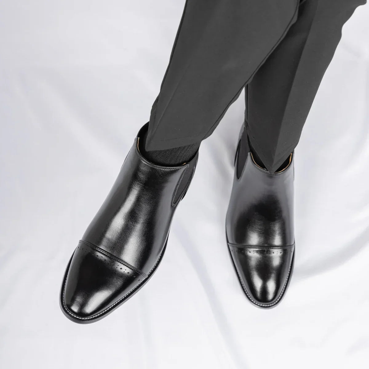 2025 Retro Men's Solid Color Pointed Business  Boot  Comfortable Wedding  Party Shoe Breathable  And  Anti-Slip Ankle Boots