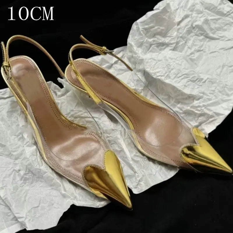 2026 Spring And Summer Pointy Stiletto Heels Wearing Slippers Transparent Female Sandals
