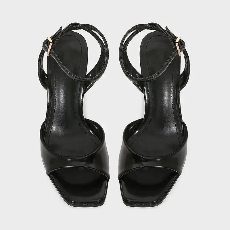 Elegant Ankle Strap High Heels Ladies Square Toe Fashion Party Dress Shoes Office Hollow Sexy Designer Brand Sandals Women Pumps