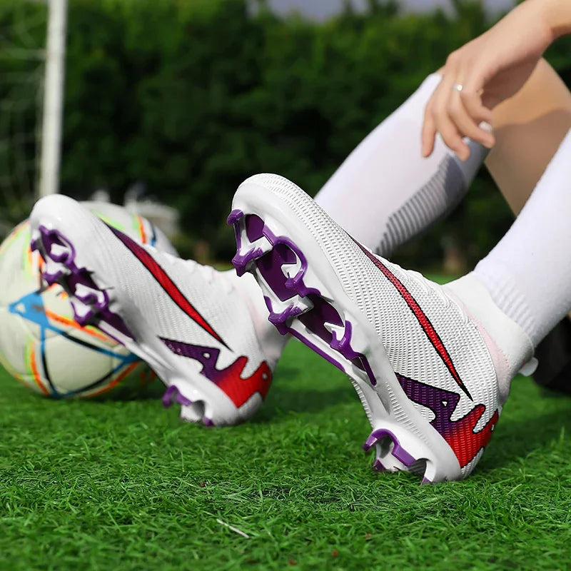 Men Football Boots Kids Sports Grass Long Spike Outdoor TF/FG Training Soccer Shoes Society Sneakers Professional Football Shoes