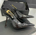 2026 New Summer French Pointed Patent Leather Fine Heel Overhead Sandals for Women Retro Skinny Heel Shoes