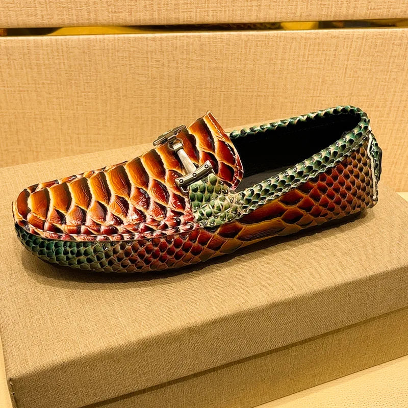 Designer Loafers for Men 2026 New Handmade Moccasins 39-48 Flats Casual Snake Leather Shoes Luxury Comfy Mens Loafers Size Shoes