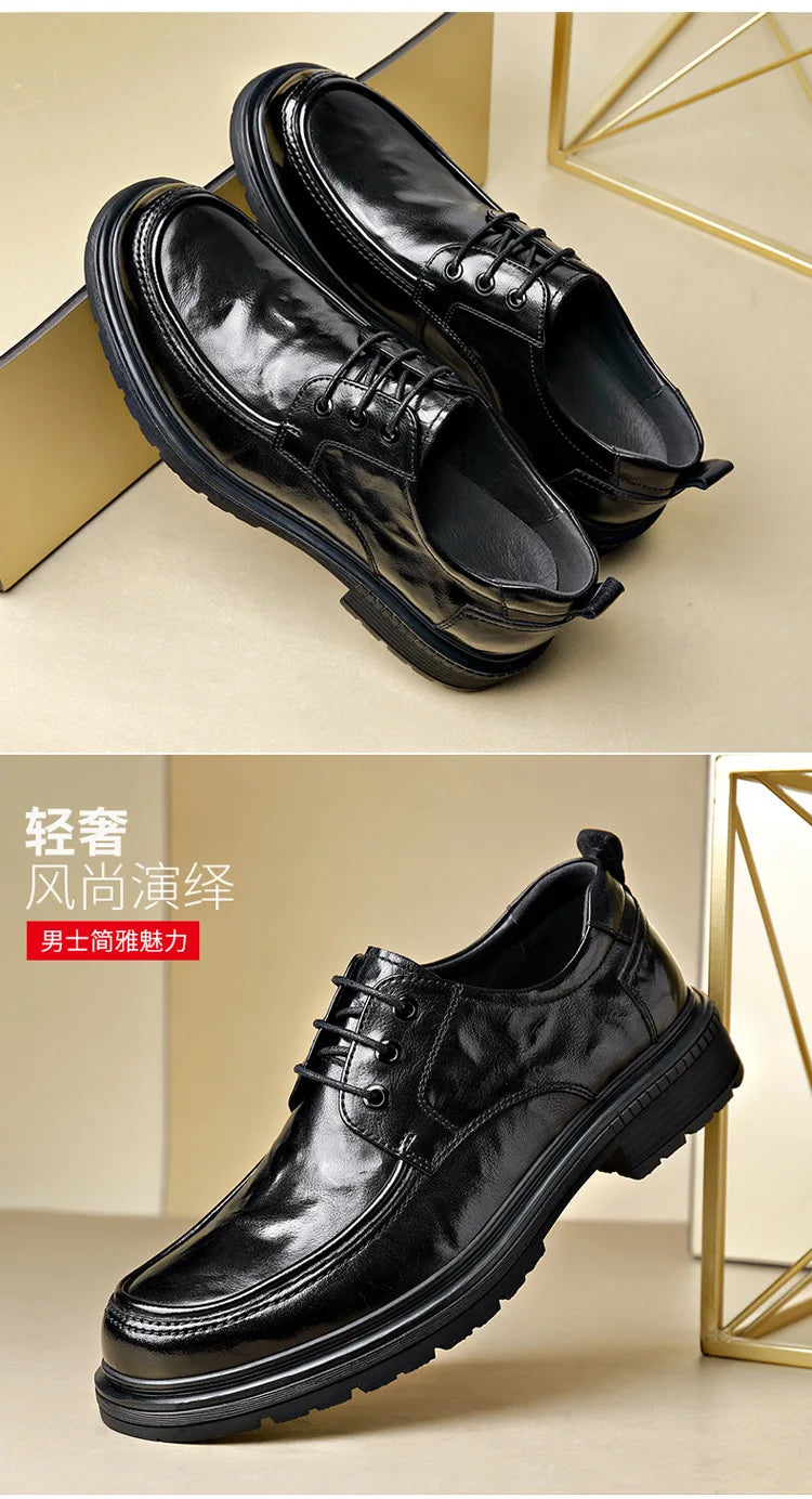 Business Formal Black Lace-up Style Leather Shoes for Men Spring Autumn New Designer Dress Shoes Male British Style Wedding Shoe