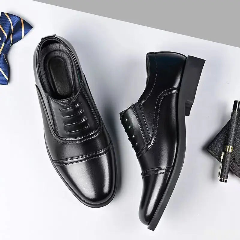 حذاء رجالي كبير المقاس عصري ومريح للاستخدام اليومي في المكتب والعمل، رسمي، منخفض القصة، مقدمة مستديرة، متعدد الاستخدامات لحفلات الزفاف.