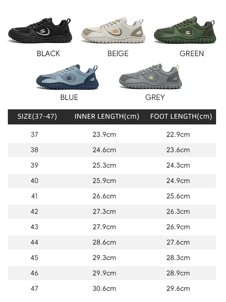 Unisex Wide Toe Sneakers Comfortable Walking Shoes Lace Up Outdoor Travel Breathable Sneakers