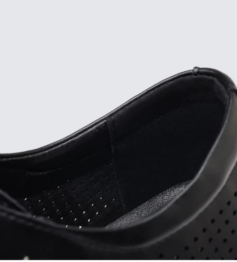 Summer New Hallow Leather Shoes for Men Solid Color Lace Fashion Business Casual Shoe Male Breathable Dress Elegant Shoes Man