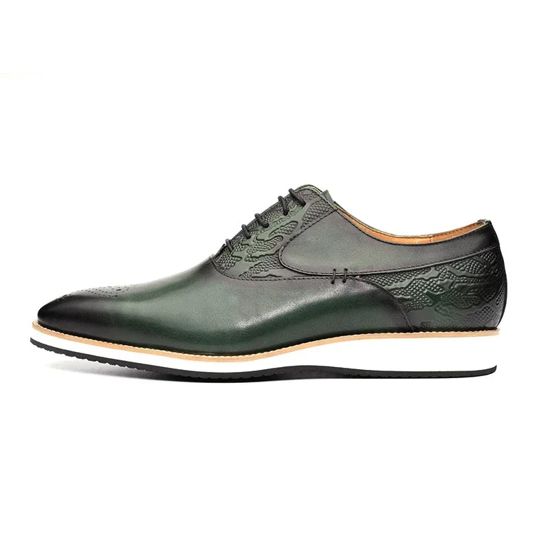 حذاء رجالي من الجلد الطبيعي طراز Brogue|حذاء رياضي كاجوال لجميع المواسم|حذاء رسمي جلد عالي الجودة|حذاء مريح للمشي