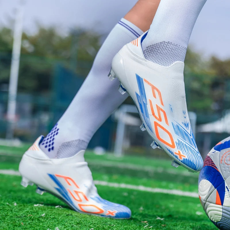Pro F50+ Mens Soccer Shoes Laceless Boys Training Non-Slip Turf Soccer Cleats TF/FG Football Sneakers Chuteira Campo 35-45