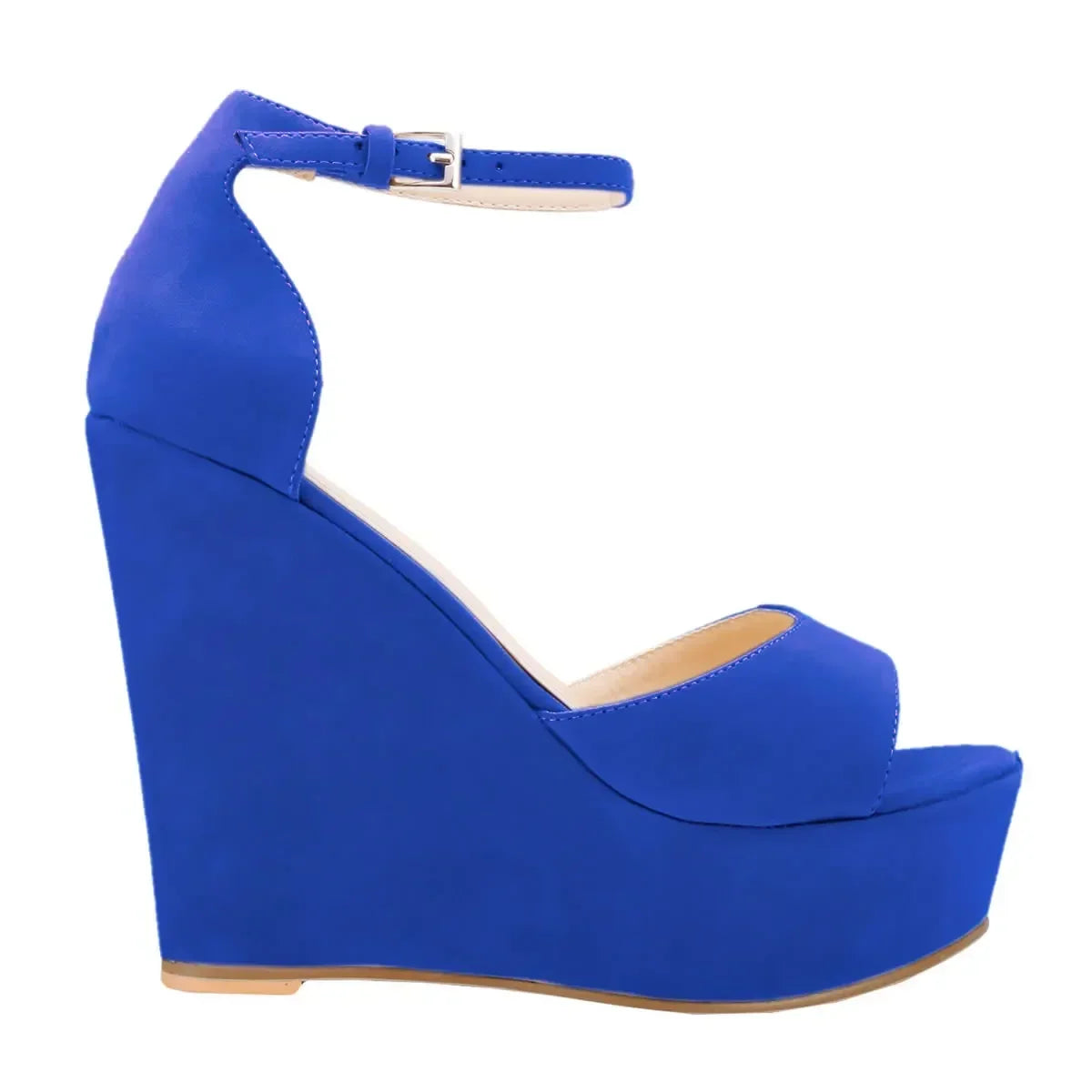 Women Sandals 14cm Sexy Peep Toe Ankle Strap Platform Wedge High Heels Sandal Party Red Wedding Dress Ladies Shoes Large Size