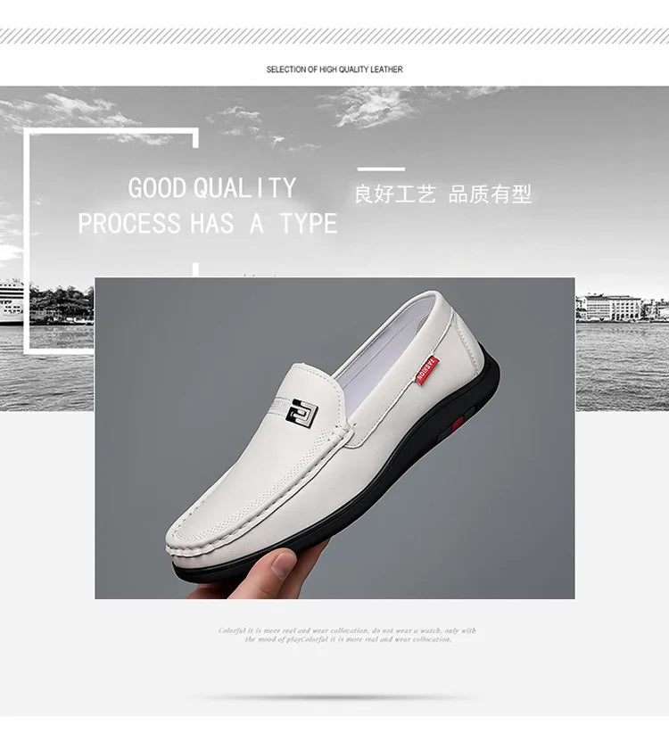 2026 New Solid Color Business Casual Shoes for Men Spring Autumn Soft Leather Shoes Male Fashion Light Driving Shoes Man
