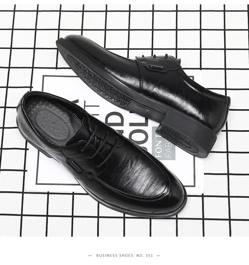 Brown Leather Dress Shoes British Style Lace Up Formal Business Footwear Groom Wedding Shoes Low Top Comfortable Office Shoes