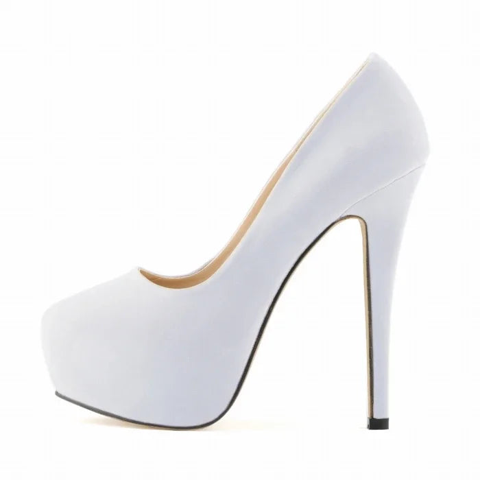 Women Pumps Stilettos Sexy 14cm Super High Heels Female Round Toes Platform Thin Heels NightClub Party Dress Red Wedding Shoes