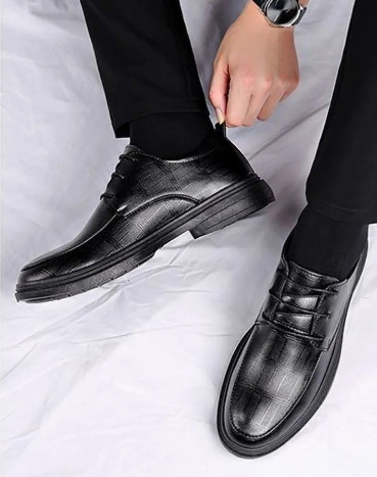 2024 New Men's Height Increasing Soft Leather Breathable Casual Business Elevator Shoes