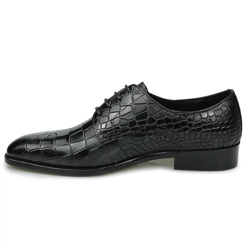 Top Grade Mens Genuine Leather Shoes Dress Party Shoes Men's Fashion Alligator Printing Luxury Zapatos De Hombre Genuine Leather