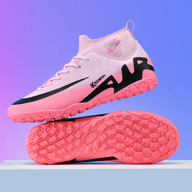 Double Star Women's Soccer Shoes, TF/AG Sole Studs, Anti Slip Grip, Stable Support, Women's High Top Soccer Shoes