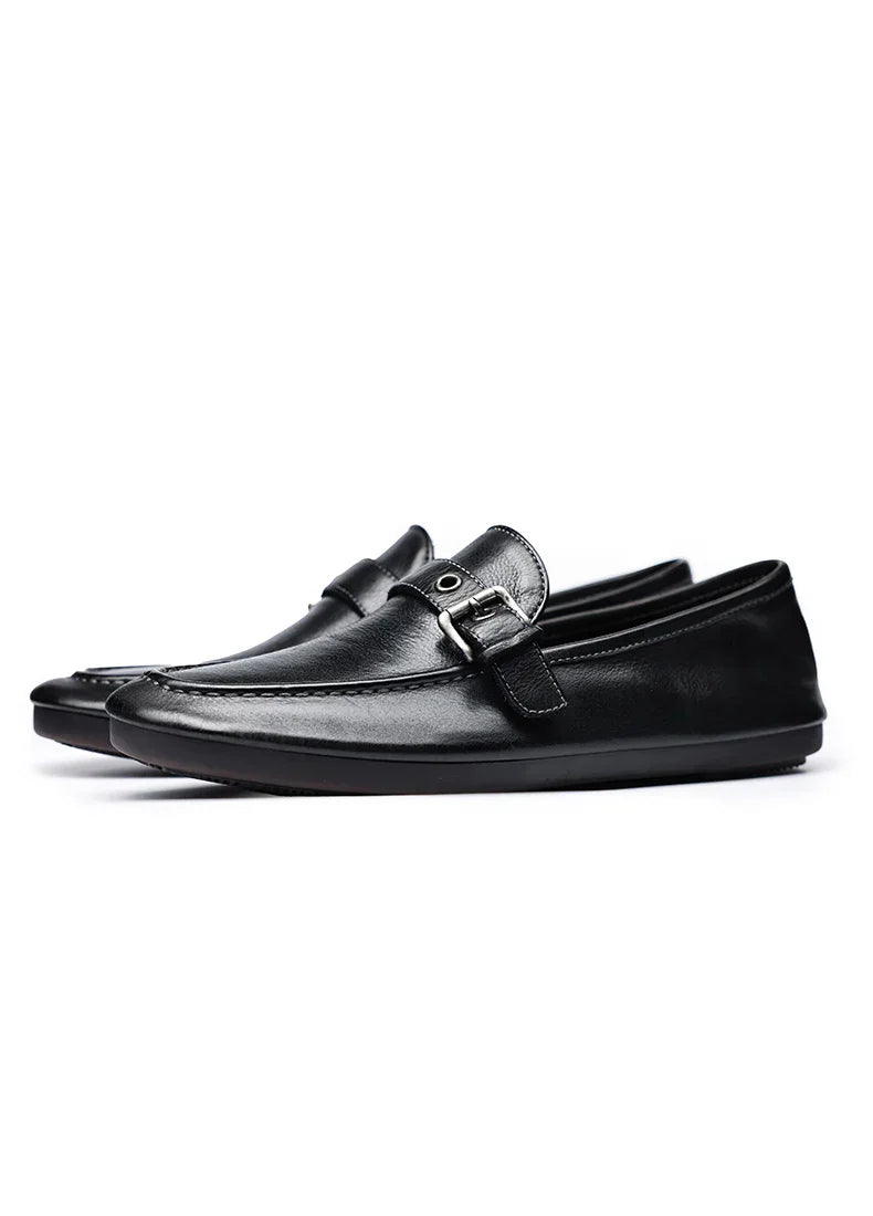 High-end Washed Genuine Leather Loafers Men's Shoes Slip on Fashion Trendy Casual Dress Work Leather Shoes Male Flats