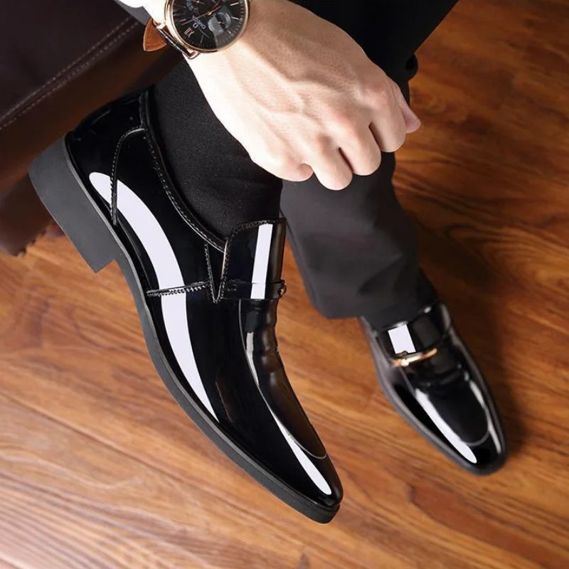 Patent Leather Men's Formal Shoes Casual Business Social Shoe Male Bright Upper Spring Autumn Cheap Clearance Not 2025 Style New