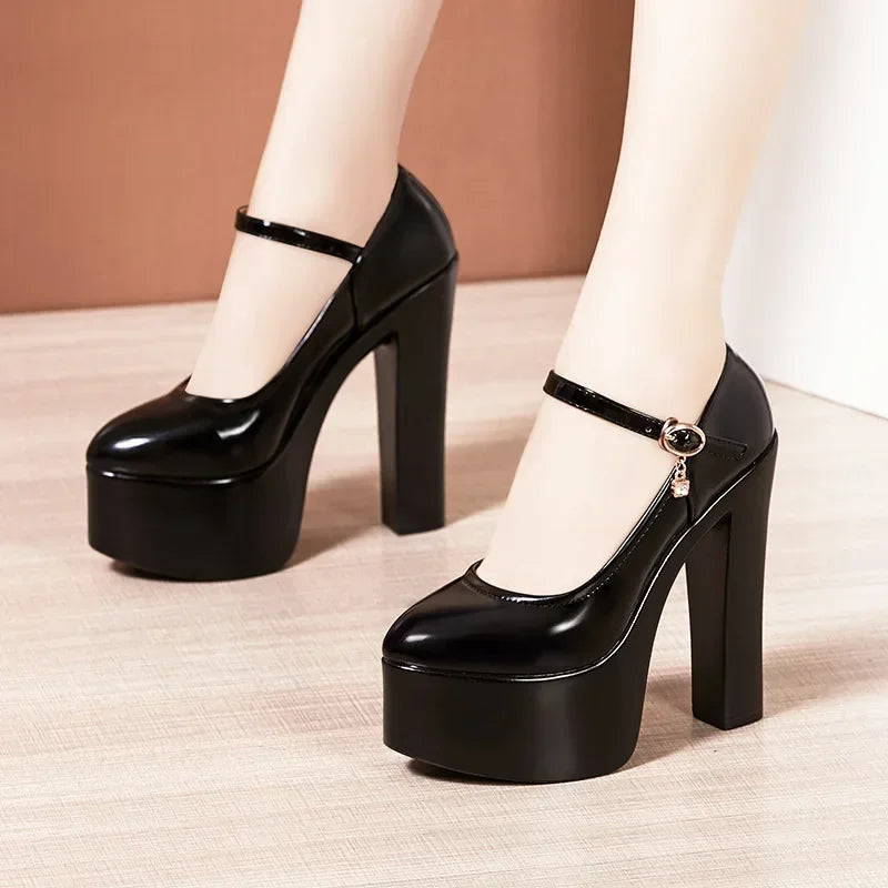 15cm Small Size 32-43 Sexy Extreme Block High Heels Shoes for Dress Model Party Wedding 2025 Shallow Thick Bottom Platform Pumps