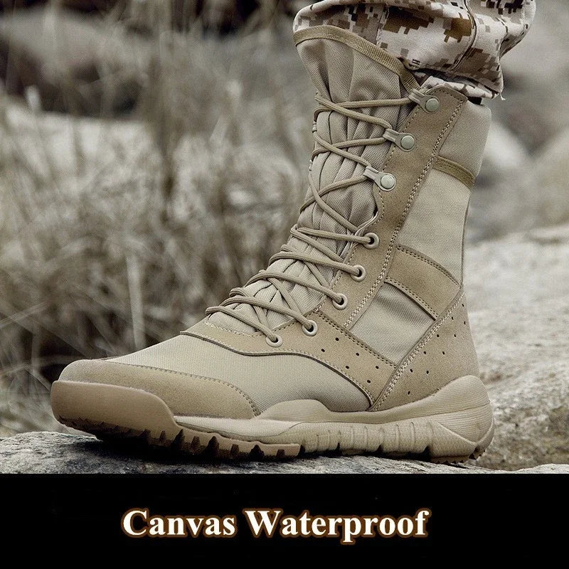 2025 Summer Combat Boot Men Women Climbing Training Lightweight Waterproof Tactical Boots Outdoor Hiking Breathable Mesh Shoes