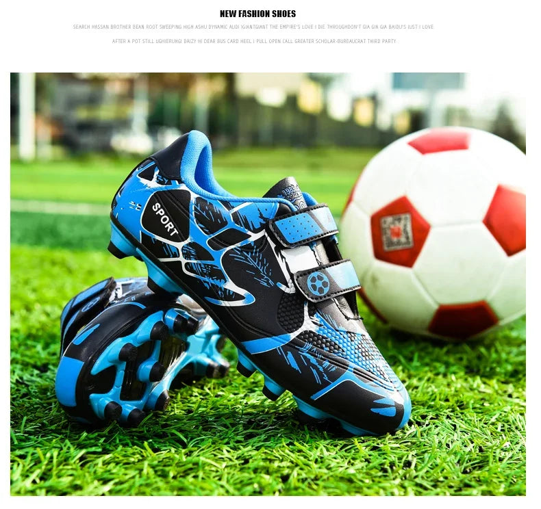 Kids Soccer Shoes Outdoor Non-Slip Football Sports Shoes Boy Training Shoes Child HOOK&LOOP Lightweight Children's Soccer Cleats