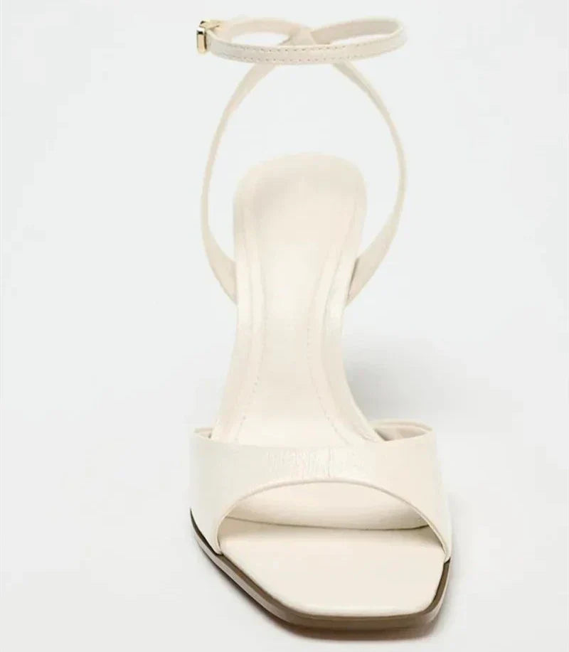 Elegant Ankle Strap High Heels Ladies Square Toe Fashion Party Dress Shoes Office Hollow Sexy Designer Brand Sandals Women Pumps