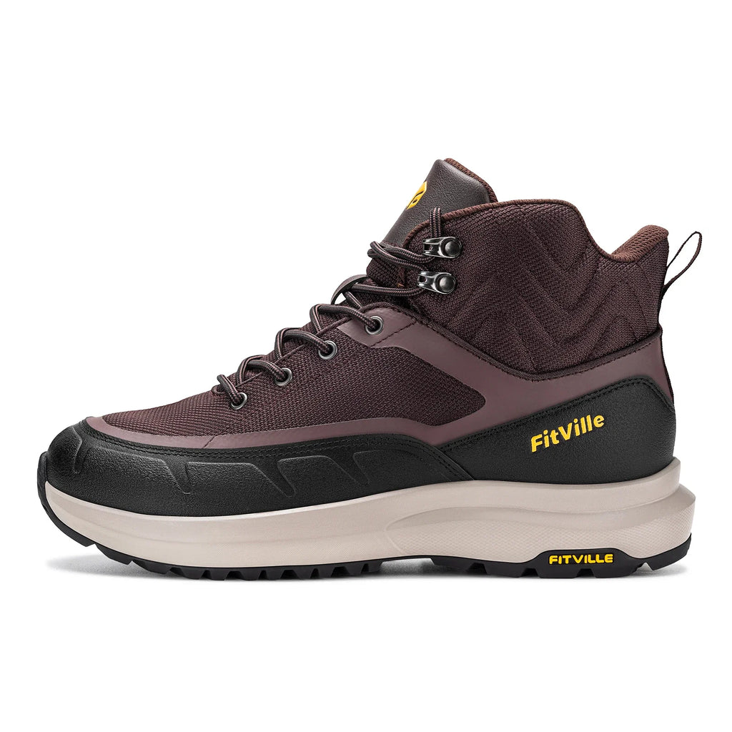 Fittington Outdoor Hiking Boots For Men Leather Wide Toe Ankle Boots Me's Mid-top Shoes Arch Support Non-Slip Wear Resistant