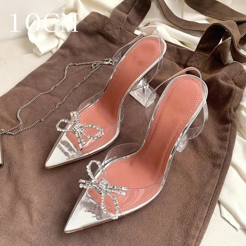 34-45 PVC Transparent Crystal Shoes 2026 Summer New Pointed Odd Heel Shoes Stiletto Ladies Sun Decoration Wild Fairy Shoes