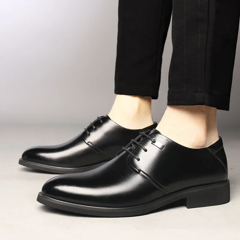 Height Increasing Shoes Man Hollow Breathable Taller Elevator Shoes 6CM Invisible Insole for Daily Men Heighten Wedding Shoes