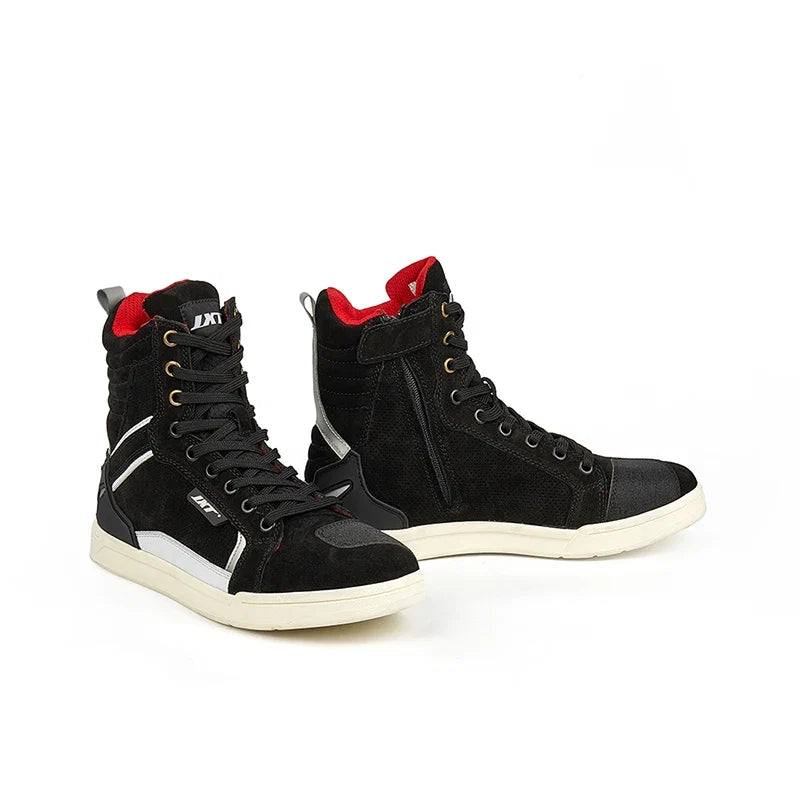 Four Seasons Breathable Motorcycle Riding Shoes Biker Boots City Commuter Leather Casual Shoes