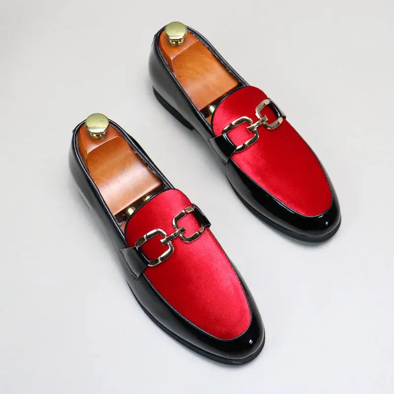 Fashion Man's Leather Shoes Party Wedding Loafers Metal Button Moccasins Men Slip-on Comfortable Driving Popular Club Flats